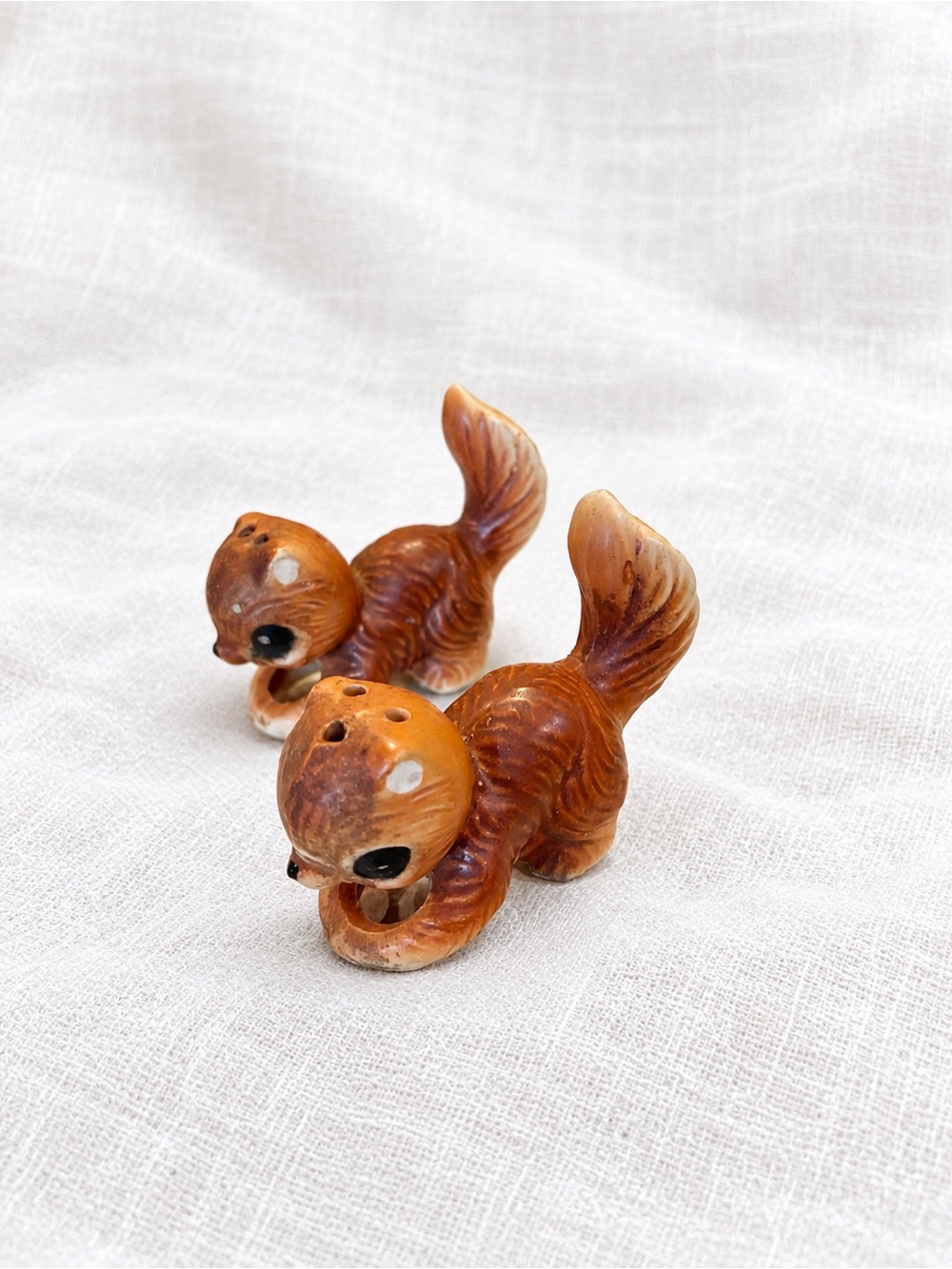 Vintage Ceramic Squirrel Salt & Pepper Shakers Set of 2